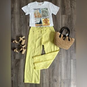 NWT Love Tree Yellow Linen Pants